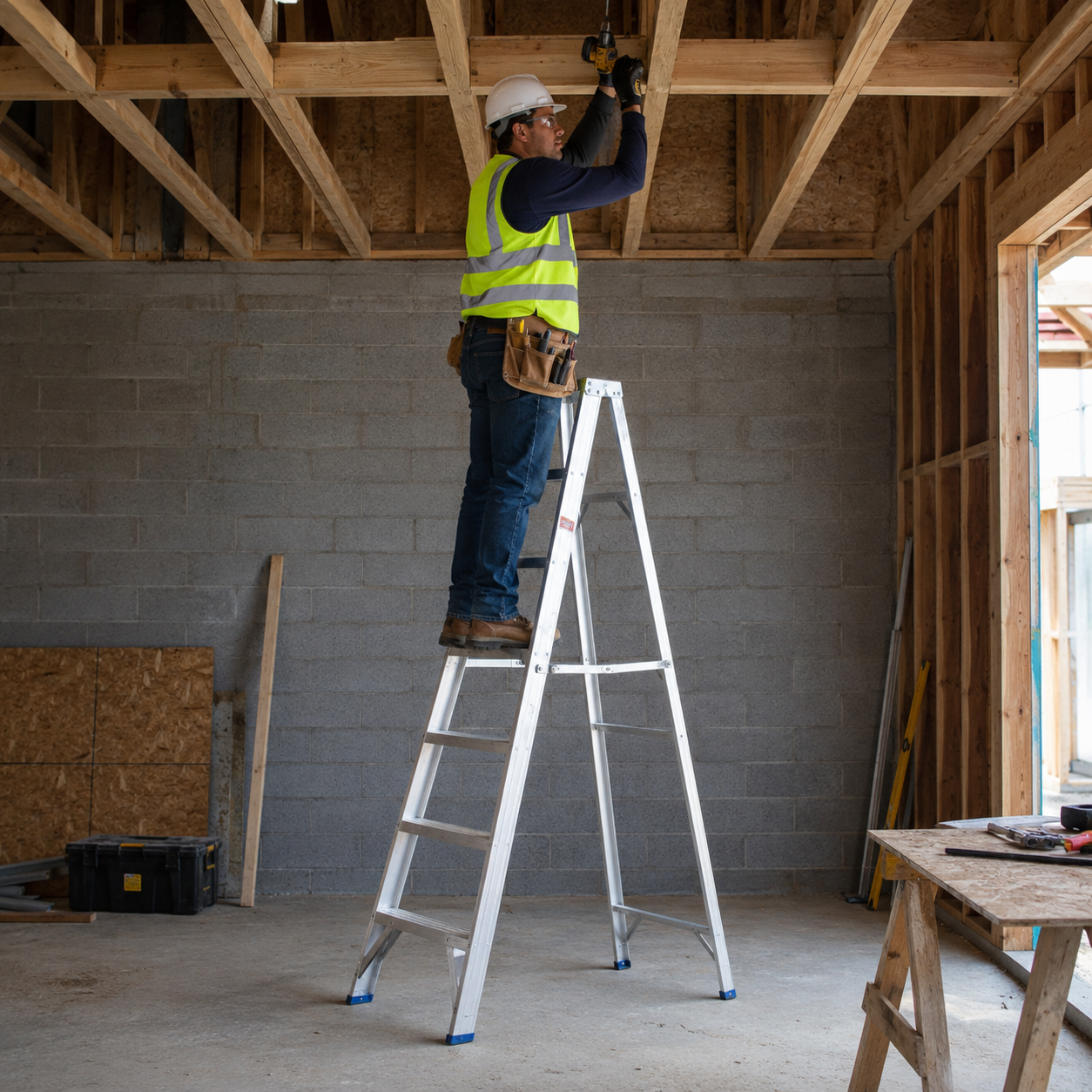 Escalera de aluminio para trabajos seguros y eficientes