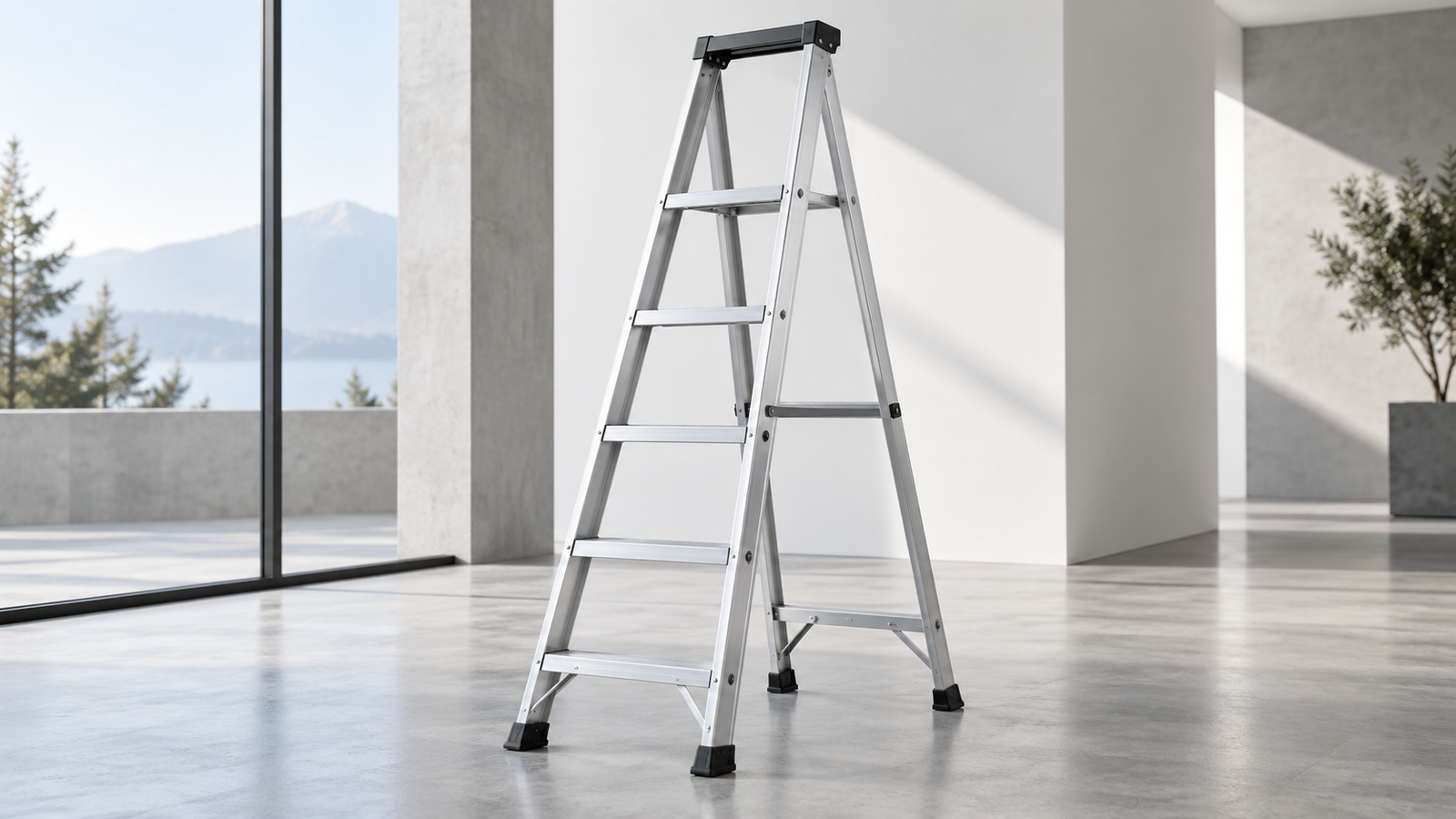 Escalera sobre superficie estable